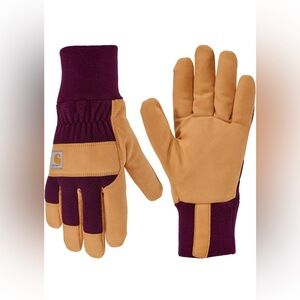 Carhartt Women's Wind Fighter Fleece Work Glove in eggplant and barley